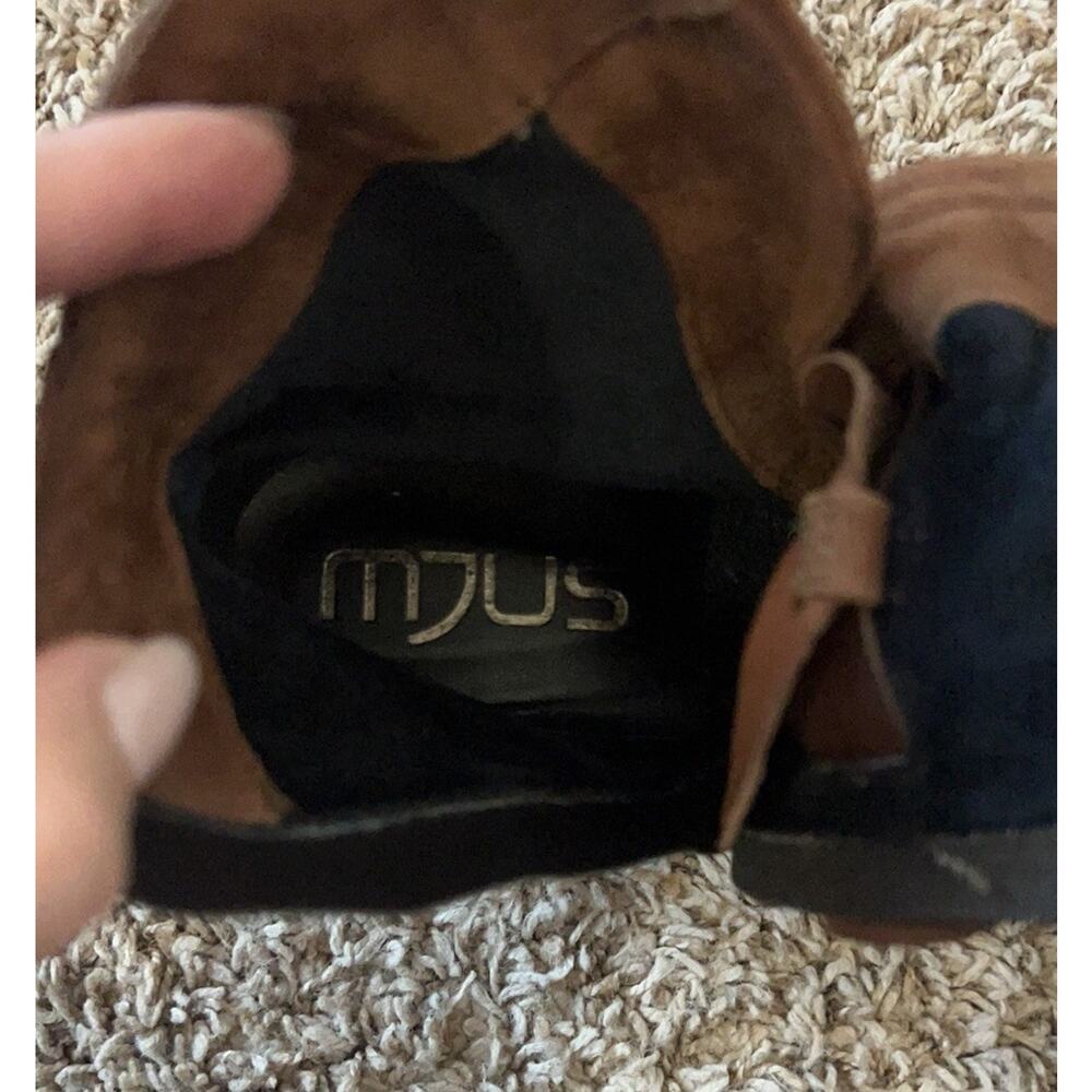 MJUS Brown Leather Harness Moto Ankle Boots Western Buckle Chain EU 37 - Picture 6 of 10